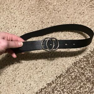 Chic Black Belt with Silver Buckle
